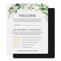 an email form with the words, welcome and five star review on top of it