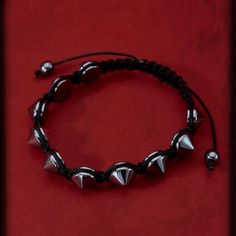 This Unique Piece Is A Wonderful Addition To Your Wardrobe And Your Style; Sure To Get Lots Of Compliments! Gsun1s50u000gmg Ella Core, Fire Accessories, Afro Jewelry, Emo Jewelry, Studded Bracelet, Gothic Bracelet, Fishing Bracelet, Wide Cuff Bracelets, Crystal Beads Bracelet