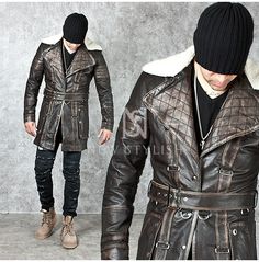 Distressed Middle Age Vibe Hunter Leather Jacket 85