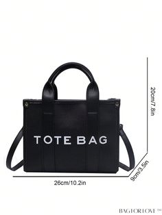 BagForLove - Letter Print Tote Bag: Chic Womens Handbag with Detachable Strap and Faux Leather Product Description Color Black Pattern Type Plain Type Shoulder Tote Bag Material PU Size Chart INCH CM Bag Length Bag Width Bag Height Strap Length 10.2 inch 3.5 inch 7.9 inch 47.2 inch Bag Length Bag Width Bag Height Strap Length 26 cm 9 cm 20 cm 120 cm Details Pictures Similar Products h2 { text-align: center; } /* æ¢è¡ */ li{ white-space: normal; word-break: break-all; word-wrap: break-word; } .red-box { width: 100%; display: flex; flex-direction: row; flex-wrap: wrap; justify-content: center; } .red-box > div { width: 190px; height: 250px; margin: 10px; } .red-box > div > a > img { width: 190px; height: 250px; } .size-box { width: 100%; margin: auto; white-space: nowrap; } .table { border Luxury Tote Bags, Cute Crossbody Bags, Big Handbags, Casual Crossbody Bag, Mini Tote Bag, Satchel Purse, Mini Tote, Shoulder Purse, Square Bag