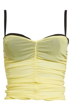 A built-in underwire bra adds a flirty pop of contrast to a sheer tube top crafted from the label's comfortable mesh with ruched details that accentuate your torso. Sweetheart neck Adjustable straps 94% recycled polyester, 6% spandex Dry clean Imported Designer Clothing