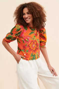 Rent Blooming Garden Blouse from Nuuly. Pick 6 items for $98/month. Free shipping + returns. Blooming Garden, Feminine Details, Farm Rio, Brazil, Vintage Inspired, Fashion Forward, Shirt Blouses, Vibrant Colors, Hair Cuts