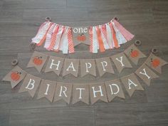 a happy birthday banner with pumpkins on it