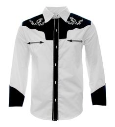 Cowboy Shirt Western Wear Camisa Charra El General New With Tags Color White-Black 65% Polyester 35% Cotton Embroidered(Bordada) Long Sleeve Made in Mexico Mens Cowboy Shirts, Country Music Outfit, Cowboy Shirts For Men, Music Outfits, Mexican Men, Cowboy Shirt, Country Boy, Cowboy Outfits, Cowboys Shirt