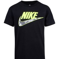 Nwt Bin A.Rn S Nike Black T-shirt For Spring, Nike Black Summer T-shirt, Black Sports T-shirt For Spring, Tops Nike, Camo Tee, Boy Tees, Kids Nike, Nike Shirts, Nike Black