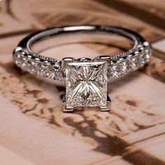 Princess Cut Wedding Ring Women Anniversary Gift Jewelry Wedding Rings Princess Cut, Princess Cut Moissanite, Engagement Rings For Women, Wedding Anniversary Rings, Band Engagement Ring, Engagement Bands, Princess Diamond, Diamond Solitaire Engagement Ring, Traditional Jewelry