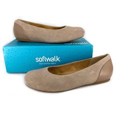 The Sonoma Ballerina Flat By Softwalk In The Taupe Colorway. Soft Suede Leather Uppers With Smooth Leather Caps At Heels. Slip On Style. Closed Round Toes. Cushioned Insoles And Grippy Rubber Outsoles. New Condition With Original Box. Size Us 7.5 W (Wide Width). Red Ballet Flats, Metallic Ballet Flats, Multicolor Shoes, Tan Leather Sandals, Suede Ballet Flats, Purple Suede, Womens Ballet Flats, Leather Slippers, Leather Cap