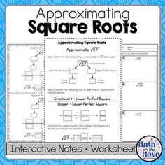 a square root worksheet with the words,'appreciating square roots '