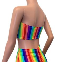 The perfect rainbow pride tube top bandeau for your outfit. This tube top is sewn to fit your curves and not flatten you out, while fitting snug enough to stay up :) Pair with our rainbow pride lace-up bell bottom flares and you'll be ready for your next pride event or parade! Pride Clothing, Striped Tube Top, Rave Outfit, Pride Outfit, Lgbtq Pride, Rainbow Pride, Bell Bottom, Stay Up, Rave Outfits