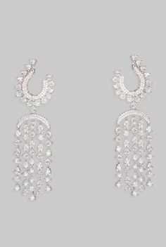 White Finish Diamond Chandelier Earrings Zevar By Geeta - Fabilicious Fashion Beautiful Jewelry Diamonds, Indian Theme, Diamond Chandelier Earrings, Diamond Chandelier, Jewelry Diamonds, Indian Wedding Wear, Festive Look, Bridal Jewellery, Traditional Indian