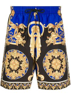 Versace Le Pop Classic swim shorts - Black Restless Sleepers, Versace Blue, White Top Women, Off White Mens, Swimming Shorts, Polyester Pants, Hairstyles Curly, Beach Pants, Versace Men