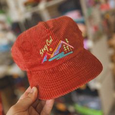 As child of the early 90s, I felt like it was high time I came up with a design that felt 90s, on an equally retro hat. This hat is all about adventure and chill vibes. Stay cool! Embroidered directly onto a super soft corduroy hat, that's sure to become your new favorite.  Please note: these hats are somewhere in between a flat bill and a curved bill. The brim can bend quite a bit to suite your preference.  Hat specs:  5 panel unstructured crown.  Corduroy Fabric Fabric Strap with Brass Metal C Vintage 5-panel Hat For Outdoor Activities, Retro Cotton Snapback Hat For Outdoor, Vintage Cotton Hat For Outdoor Activities, Vintage Flat Bill Baseball Cap For Outdoor Activities, Vintage Snapback Hat With Flat Bill For Outdoor Activities, Vintage Flat Bill Snapback Hat For Outdoor, Vintage Snapback Hat With Flat Bill For Outdoor, Retro Winter Bucket Hat With Curved Brim, Retro Curved Brim Bucket Hat For Winter