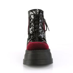 Worn 2 Times. No Damage. Pet Free/Smoke Free Home. Will Consider Reasonable Offers. Alternative High-top Synthetic Boots, Black Boots With Red Sole For Streetwear, Black Lace-up Boots With Red Sole, Shoes Demonia, Demonia Shoes, Shoes Heels Boots, Shoes Women Heels, Heeled Boots, Shoes Heels