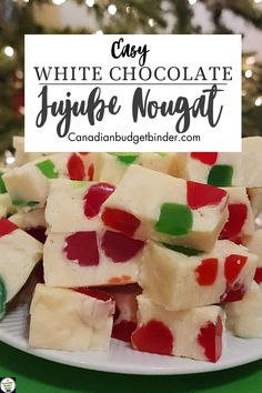 white chocolate fudge nougat on a plate