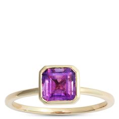 Square Bezel Set Amethyst Ring, 14K Rectangular Amethyst Ring In 14k Gold, Bezel Set Amethyst Ring In 14k Gold, 14k Gold Purple Amethyst Ring With Bezel Setting, Purple 14k Gold Amethyst Bezel Setting Ring, Fine Jewelry Purple Birthstone Ring With Bezel Setting, Fine Jewelry Purple Birthstone Bezel Setting Ring, Amethyst Ring, Bezel Setting, The Band