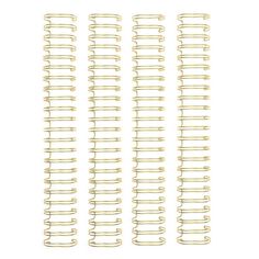 four rows of gold colored spirals on a white background