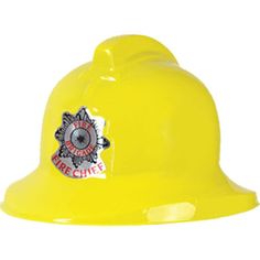 a yellow hard hat with the words fire chief on it's front and side