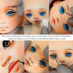 the instructions for how to apply fake eyelashes on a doll's face and make it look like they have blue eyes