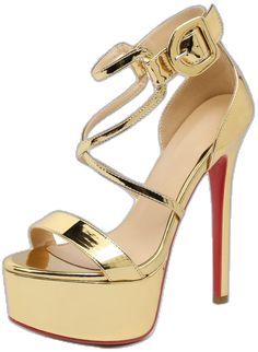 Gold Heels With Red Sole And Round Toe, Gold Heels With Red Sole For Party, Gold Open Toe Heels With Red Sole, Summer Shoes For Women, Understanding Men, Red Bottom, Ankle Strap High Heels, Red Bottoms, Stiletto Pumps