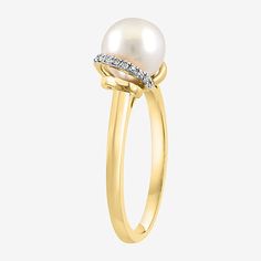 Pearl Type: Cultured Freshwater PearlsRing Style: Cocktail RingsFeatures: Quick ShipDiamond Clarity: I2-I3Setting: ProngPearl Size: 7.5mmDiamond Color: I-JMetal Color: YellowRing Gallery Height: 8.8mmRounded Carat Weight: Less Than 1/10 Ct.t.wBand Width: 2mmCare: Wipe CleanStone Type: 12 Natural DiamondBirthstone: June BirthstoneMetal: 14k Gold Over SilverRing Size: 7Country of Origin: Imported White Birthstone Ring With Diamond Accents For Formal Occasions, White Birthstone Ring Fine Jewelry For Formal Events, White Birthstone Ring For Formal Occasions, 14k Yellow Gold Pearl Ring With Center Stone, Formal Birthstone Ring With Diamond Accents, Formal Yellow Gold Pearl Ring With Diamond Accents, Yellow Gold Vvs Clarity Birthstone Ring, Yellow Gold Pearl Ring With Center Stone For Promise, Elegant Yellow Gold Birthstone Ring With Vs Clarity