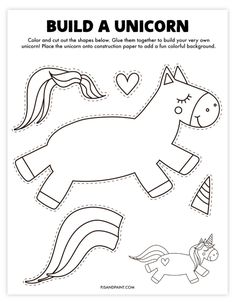 a paper cut out of a horse with hearts on it and the words build a unicorn