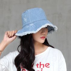 These Brand New Denim Buckets Hats, Sunhats, Beach Hats For Women Are Gorgeous, Foldable And Will No Doubt Make You Summer-Ready! It Has Unique Fringe Edges That Will Complement Every Outfit Whether A Summer Dress Or Swimsuit. Foldable & Packable Sun Hats For Women, It's Convenient To Carry Along, Fits Any Handbag Or Backpack. This Casual Hat Is Great For Any Summer Outdoor Activity Beach, Traveling, Vacation. It Will Make A Nice Shade For Your Face And Neck! Available In Light Blue Denim. Denim Bucket Hat For Spring, Spring Denim Bucket Hat With Short Brim, Denim Blue Cotton Hat For Beach, Summer Denim Brimmed Hat, Distressed Cotton Hats For The Beach, Distressed Casual Beach Hat, Summer Brimmed Denim Hat, Brimmed Denim Summer Hat, Casual Distressed Beach Hat