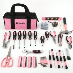 Yougfin Pink Tool Set Pink Tool Set, Pink Tools, Hand Tool Sets, Portable Bag, Home Repair, Tool Set, Tool Kit, Hand Tools, Repair