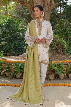 Aria – Sania Maskatiya International Festive Slub Silk Kurta With Naqshi Detail, Straight Kurta In Raw Silk With Naqshi Detail, Festive Slub Silk Kurta With Naqshi, Raw Silk Straight Kurta With Naqshi, Festive Slub Silk Salwar Kameez With Naqshi, Beige Raw Silk Dabka Sets, Beige Raw Silk Sets With Dabka Details, Festive Naqshi Slub Silk Salwar Kameez, Beige Dabka Raw Silk Set