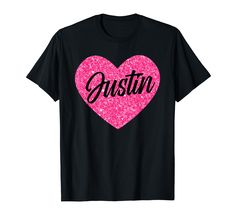 PRICES MAY VARY. Cute design for anyone who loves someone named Justin. Sweet proposal or engagement or newlywed design for Justin lover. This unique Justin design is the perfect way to show love for someone special in your life Lightweight, Classic fit, Double-needle sleeve and bottom hem Justin Sweet, Ways To Show Love, Show Love, Valentine T Shirts, Cute Design, Pink Heart, Branded T Shirts, Cute Designs, Top Styles