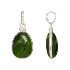 The brilliant green shade of diopside is comparable to the beloved emerald. Originally sourced from Russia's Eastern Siberia, diopside is now found throughout the world. Its name derives from the Greek words "di" and "opsis" meaning "two" and "vision." The gemstone is often believed to increase creative vision, awareness, and the desire to learn resulting in improved intellect. Use the enigmatic depth of this fascinating gemstone pendant to create inspiring jewelry designs. Green Polished Sterling Silver Gemstones, Green Sterling Silver Gemstones With Polished Finish, Green Tourmaline Teardrop Jewelry, Polished Green Tourmaline Jewelry, Fire Mountain Gems And Beads, Fire Mountain, Fire Mountain Gems, Greek Words, Jewelry Designs