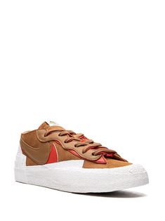 Nike x Sacai Blazer Low Sneakers - Farfetch Brown Platform Sneakers For Streetwear, Brown Vulcanized Platform Sneakers For Streetwear, Brown Vulcanized Sole Platform Sneakers For Streetwear, Brown Lace-up Platform Sneakers For Streetwear, Brown Low-top Platform Sneakers For Streetwear, Brown Vulcanized Sole Lace-up Platform Sneakers, Brown Lace-up Platform Sneakers With Vulcanized Sole, Brown Vulcanized Lace-up Platform Sneakers, Brown High-top Platform Sneakers For Streetwear