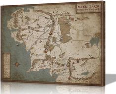 PRICES MAY VARY. Lord of The Rings Map of Middle Earth Size: 16''Hx24''W. Please make sure you choose the suitable size! Map of Middle Earth Poster Material: HD printing, durable and easy to clean by damp rag. Use environment-friendly ink, waterproof, UV resistant, fade resistant. Each canvas are already stretched on solid wooden frames with hooks, gallery wrapped, easy to hang. Packaging: Our lord of the rings wall decor is packed in opp bags and sturdy carton, which is not easy to be damaged d Lord Of The Rings Map, Lord Of The Rings Decor, Lord Of The Rings Poster, Map Of Middle Earth, Map Canvas Painting, Movie Map, Middle Earth Map, Earth Poster, Earth Map