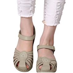 Description: 1. Shoe Type: Sandals 2. Gender: Women 3. Season: Spring, Summer,Autumn 4. Occasion: Casual, Daily 5. Toe: Closed Toe 6. Closure Type: Hook Loop 7. Heel Height: About 4cm 8. Platform Height: About 3cm 9. Color Available: Camel, Gray Material: Upper Material: Pu Outsole Material: Rubber Package Included: 1*Pair Of Shoes(Without Box) Sz:Us 8 Spring T-strap Slip-on Sandals, Spring Buckle Closure Slip-on T-strap Sandals, Spring Beige Flat T-strap Sandals, Beige T-strap Sandals With Ankle Strap For Spring, Beige Ankle Strap T-strap Sandals For Spring, Casual Beige Flat T-strap Sandals, Comfortable Flat T-strap Sandals For Spring, Casual Beige T-strap Sandals For Spring, Spring Beige T-strap Sandals With Buckle Closure