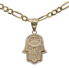 Step into a realm of spiritual elegance with the 10k Yellow Gold Hamsa Pendant adorned with white gemstones. This finely crafted piece boasts a pendant length of 17.5mm and a width of 31mm, perfectly balancing size and subtlety. The Hamsa style adds a touch of ancient mystique to contemporary charm. Cast in lustrous yellow gold of 10k purity, the pendant carries a weight of 3.1g, making it a delightful accessory for any occasion. Let the delicate shimmer of the white gemstones inspire a sense of White Gemstones, Phone Items, Gold Hamsa, Hamsa Pendant, Color Dorado, Yellow Gold, Gemstones, Pendant, Yellow