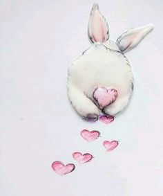 a drawing of a bunny with hearts coming out of it's mouth and nose