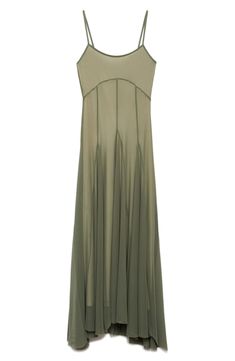 A mossy green dress is cut from frothy tulle and finished with a swishy long skirt. Scoop neck Lined 95% polyester, 5% elastane Dry clean Imported Mango Maxi Dress, Olive Green Bridesmaid Dresses, Long Fall Dresses, Decorative Seams, Mori Fashion, Flowy Fabric, Olive Green Dresses, Mesh Maxi Dress, Green Bridesmaid Dresses