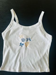 Nautical Marine Beach Embroidery Tank Summer Tank Top Sea Beach Top Girly Y2K Trendy Top Summer Girly Tank - Etsy Cotton Tank Top For Beach Season, Cute Vacation Tank Top, Cotton Camisole Tank Top For Beach Season, White Tank Top For Beach Season, Cute Blue Tank Top For Beach, Cute Tank Top For Beach, Cute Tank Tops For Vacation, Cotton Camisole Top For Beach Season, Cute Cami Tank Top For Beach