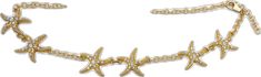 Elegant Star-shaped Chain Jewelry, Gold Starfish Bracelet With Starfish Charm, Elegant Starfish Bracelets For Beach, Gold Jewelry With Starfish Charm, Gold Chain Bracelets For Beach, Gold Metal Jewelry With Starfish Charm, Elegant Gold-tone Jewelry With Star Charm, Gold Metal Chain Bracelet With Star Charm, Gold Starfish Charm Jewelry For Party