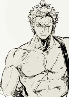 a drawing of an anime character with his arms crossed and one hand on his chest