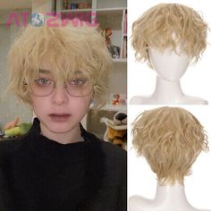 Short Curly Cosplay Men Boy Party Blonde Wigs Wave Hair Synthetic Hair Wigs  | eBay Boy Wig, Male Wigs, Blonde Wigs, Wave Hair, Blonde Wig, Wigs Hair Extensions, Boy Party, Hair Waves, Men Boys