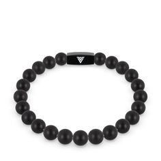 Front view of an 8 mm natural matte onyx stretch bracelet from Voltlin