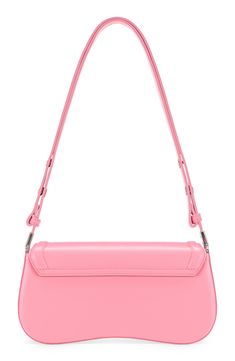 Polished hardware and an architectural silhouette lend visual intrigue to a '90s-inspired shoulder bag fitted with an adjustable strap for versatile wear. Lined Polyurethane Imported Trendy Pink Shoulder Bag With Logo Hardware, Modern Crossbody Shoulder Bag With Logo Hardware, Modern Pink Shoulder Bag With Logo Hardware, Pink Shoulder Bag With Logo Hardware For Everyday Use, Pink Top Handle Shoulder Bag With Logo Hardware, Modern Evening Satchel With Logo Hardware, Modern Crossbody Flap Bag With Logo Hardware, Trendy Rectangular Shoulder Bag With Logo Hardware, Pink Travel Shoulder Bag With Logo Hardware