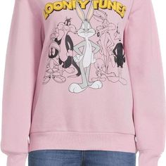 Time To Get A Little Looney With Bugs And Friends! Looney Tunes Graphic Print Sweatshirt The Ultimate In Retro Style, Showcasing Childhood Favorites Bugs Bunny, Daffy Duck, Wile E. Coyote, Silvester, Tweety And Marvin The Martian. A Must-Have For Any Diehard Fan, The Soft And Relaxed Pullover Has A Banded Waist And Cuffs For A Classic Casual Look Just Waiting To Be Paired With Your Favorite Pair Of Jeans, Leggings Or Joggers For An Extra-Comfortable Touch. Trendy Winter Tops With Character Print, Relaxed Fit Cartoon Print Sweatshirt For Spring, Trendy Winter Tops With Cartoon Print, Cute Tops With Character Print For Loungewear, Spring Cartoon Print Relaxed Fit Sweatshirt, Casual Cartoon Print Sweater, Cute Character Print Tops For Loungewear, Winter Loungewear Tops With Logo Print, Trendy Cartoon Print Crew Neck Top