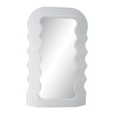 a white mirror with wavy lines on it