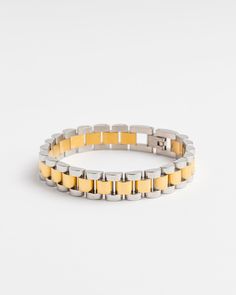 Stainless Steel and 18K plated bracelet Available in two tone silver/gold. Proudly produced in the USA Handmade Bangles, Vintage Bracelet, Chunky Necklace, Vintage Bracelets, Handmade Necklace, Pearl Ring, Paper Clip, Handmade Necklaces, Freshwater Pearls