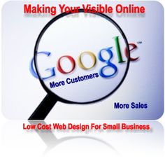 a magnifying glass with the words, making your visible online more customers more sales