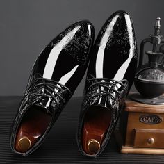 Shoes for Men Casual Business Dress Shoes Lace Up Formal Black Patent Leather Brogue Shoes for Male Dark Brown Dress Shoes, Mens Designer Dress Shoes, Business Casual Shoes, Brown Dress Shoes, Black Dress Shoes, Leather Brogues, Oxford Dress Shoes, Patent Shoes, Business Shoes