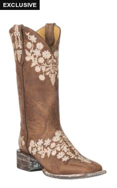 Cavender's Women's Chestnut Goat with Embroidery Square Toe Cowboy Boots Embroidery Square, Square Toe Cowboy Boots, Square Toe Boots, Leather Cover, Western Boots, Chestnut, Cowboy Boots, Block Heels, Cowboy