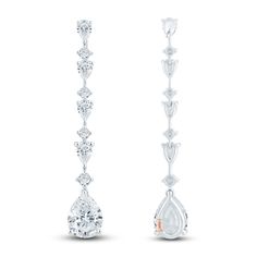 Elevate your evening ensembles with these ravishing lab-created diamond drop earrings. 14K white gold Each earring features a cascade of pear-shaped and round-cut lab-created diamonds A 1-carat pear-shaped lab-created diamond with a 14K rose gold accent dangles from the end Total lab-created diamond weight is 3 1/4 carats Friction backs From the Pnina Tornai collection The lab-created diamonds are independently certified by the Gemological Science International Exclusively at Jared® Jewelry Style Guide, Wedding Band Styles, Diamond Fashion Jewelry, Black Engagement Ring, Anniversary Wedding Band, Pnina Tornai, Jewelry Staples, Rose Gold Accents, Jared The Galleria Of Jewelry