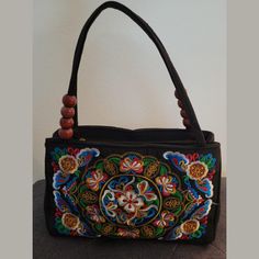 -Canvas-🍒 High Quality：The tote is made of high density canvas,fine workmanship,handmade embroidered, nice texture, ultra wear-resistant, more durable and breathable.Vintage ethnic style.-🍒 Capacity：The exquisite handbag is very portable and light, Equipped with double layer zipper pockets and inner open pockets.-🍒 Size: 10.6" (length), 7.0" (height); 3.9" (width) (inch); Shoulder strap length: 7.8".Weight: 0.44 LB.Please allow 0.1-0.3 inches error due to manual measurement.-🍒 Applications：G Traditional Black Rectangular Bag, Traditional Black Bag For Everyday Use, Traditional Handheld Bag For Daily Use, Traditional Black Rectangular Shoulder Bag, Embroidered Rectangular Canvas Bag For Travel, Embroidered Rectangular Canvas Travel Bag, Embroidered Rectangular Travel Canvas Bag, Rectangular Embroidered Canvas Travel Bag, Square Embroidered Everyday Bag